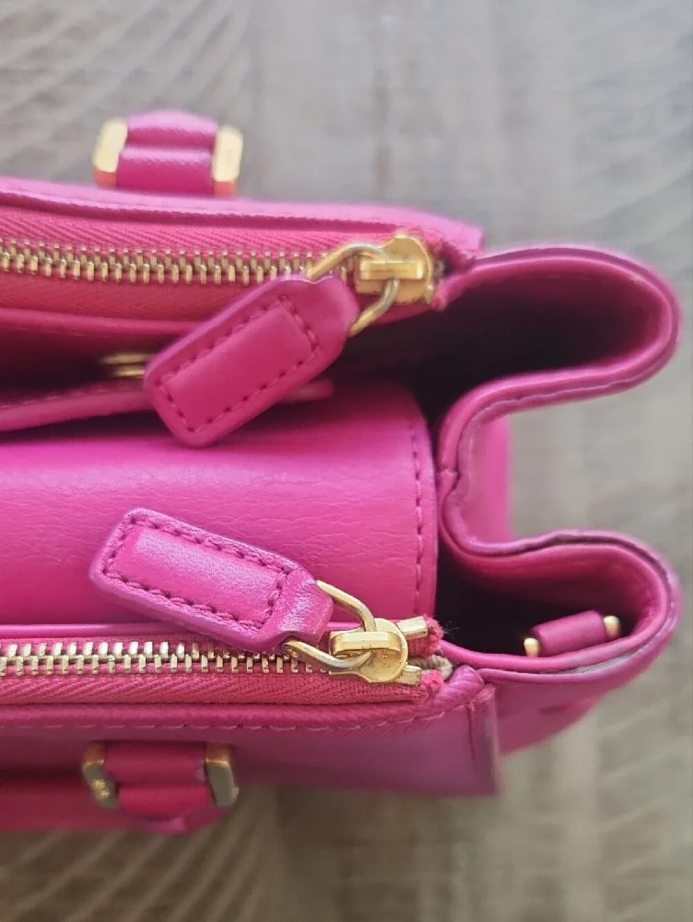 MCM Hot Fuschia Pink Leather Satchel with Gold Hardware